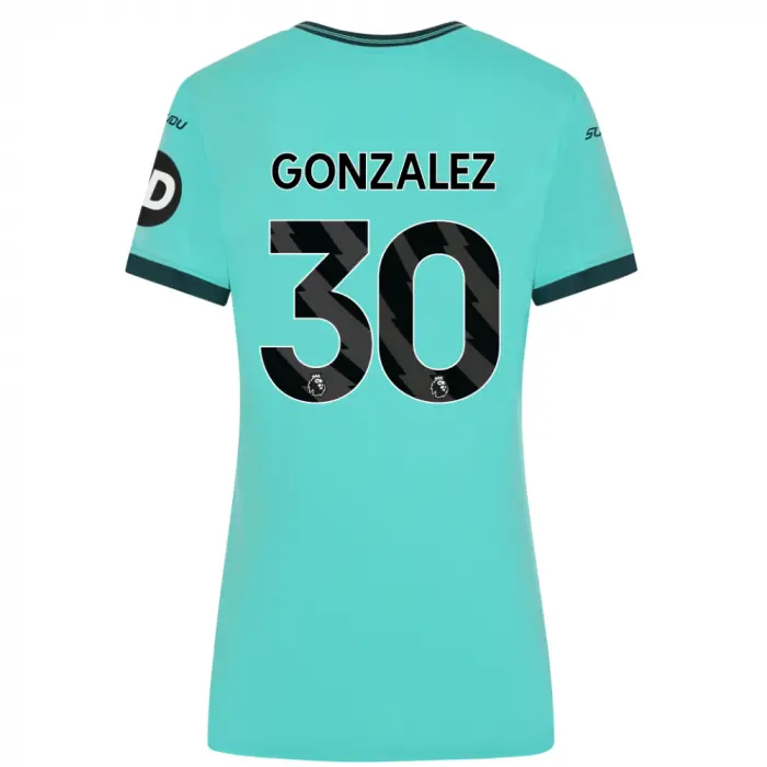 Wolverhampton Wanderers Shirt Store | 2025-26 Wolves Away Shirt – Womens GONZALEZ 30 Collection Wolverhampton Wanderers Official Gear